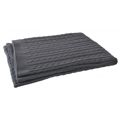 Вязаный плед (косичка) Jollein 75х100, цвет антрацит