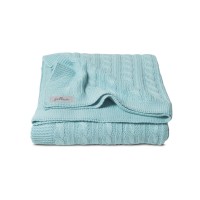 Вязаный плед (косичка) Jollein 75х100, цвет нефритовый