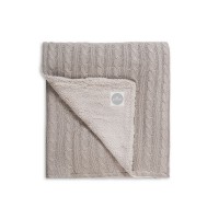 Вязаный плед (косичка) с мехом Jollein 75х100 см, цвет песочный