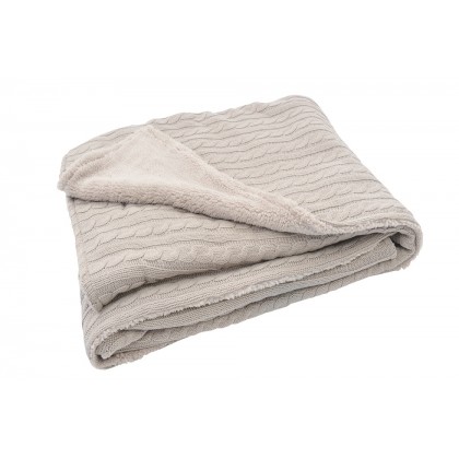 Вязаный плед (косичка) с мехом Jollein 75х100 см, цвет песочный