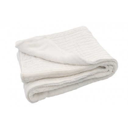 Вязаный плед (косичка) с мехом Jollein 100х150 см, цвет белый