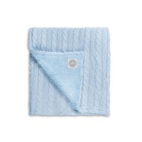 Вязаный плед (косичка) с мехом Jollein 75х100 см, цвет светло-голубой