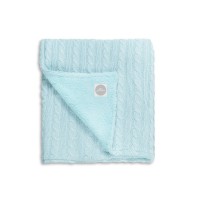 Вязаный плед (косичка) с мехом Jollein 100х150 см, цвет нефритовый