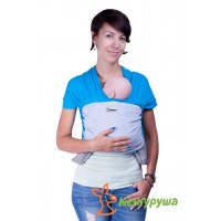 Трикотажный слинг-шарф "Кенгуруша" Mix, цвет бирюза - серый меланж