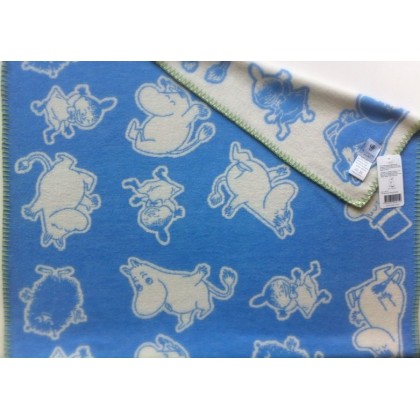 Байковый плед Klippan 70х90 см "Муми-тролли" нежно-голубой