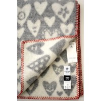 Одеяло-плед детское из эко-шерсти "Сердечки" 65х90 Klippan Серое