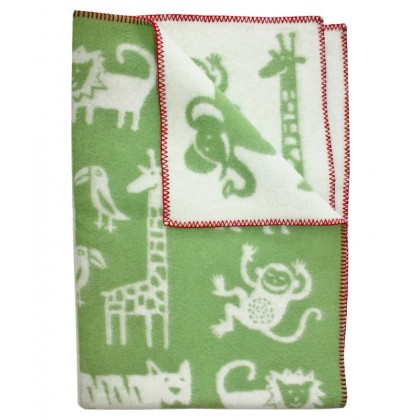 Одеяло-плед из эко-шерсти "Джунгли" 90х130 Klippan Зеленое