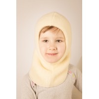 Шапка-шлем из шерсти мериноса Lana Care Желтая двухслойная