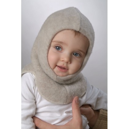 Двойная шапка-шлем из шерсти мериноса Lana Care, цвет коричневый