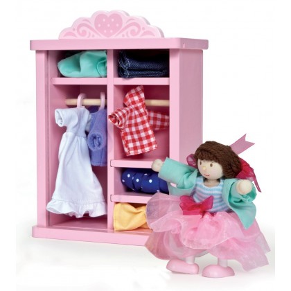 Набор "Гардероб с одеждой и куклой" Le Toy Van