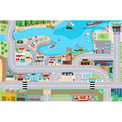 Игровой коврик 100x80 см Автодорога в порту LeToyVan