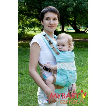 Слинг-рюкзак MY Baby Carrier Бирюзовый с вышивкой "Бабочка"