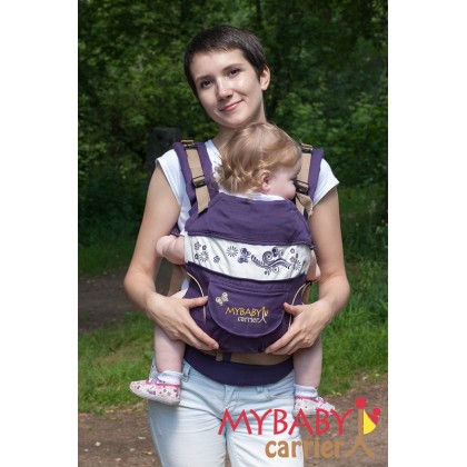 Слинг-рюкзак MY Baby Carrier Фиолетовый с вышивкой "Бабочка"