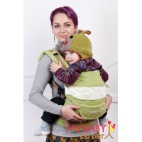 Слинг-рюкзак MY Baby Carrier Салатовый с вышивкой "Птицы"