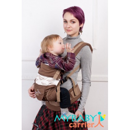 Слинг-рюкзак MY Baby Carrier Шоколадный с вышивкой "Птицы"