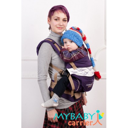 Слинг-рюкзак MY Baby Carrier Фиолетовый с вышивкой "Птицы"