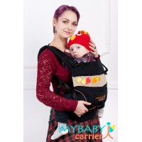 Слинг-рюкзак MY Baby Carrier Черный с вышивкой "Шарики" (красные)