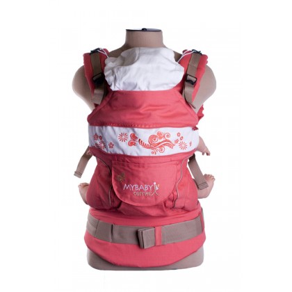 Слинг-рюкзак MY Baby Carrier Коралловый с вышивкой