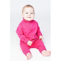 Комбинезон из шерсти мериноса на молнии Merri Merini, цвет ярко-розовый