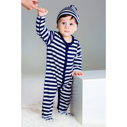 Комбинезон из шерсти мериноса в синюю полоску Merri Merini