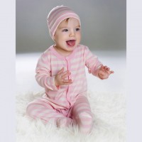 Комбинезон из шерсти мериноса в розовую полоску Merri Merini