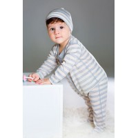 Комбинезон из шерсти мериноса в серую полоску Merri Merini