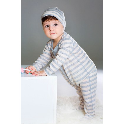 Комбинезон из шерсти мериноса в серую полоску Merri Merini