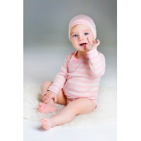 Боди из шерсти мериноса в розовую полоску Merri Merini