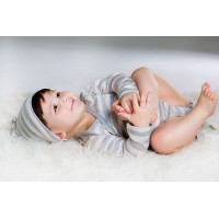 Боди из шерсти мериноса в серую полоску Merri Merini