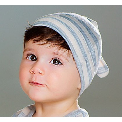 Шапочка из шерсти мериноса в серую полоску Merri Merini