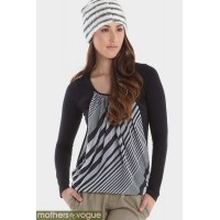 Топ для кормления Mothers en Vogue Slouchy Pleated LS полосатый принт