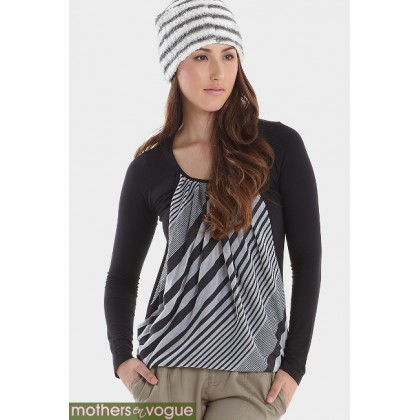 Топ для кормления Mothers en Vogue Slouchy Pleated LS полосатый принт