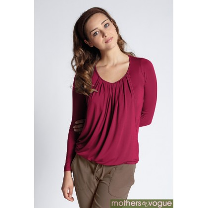 Топ для кормления Mothers en Vogue Slouchy Pleated LS Вишня