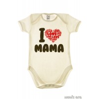 Боди детское с коротким рукавом "I love Mama", цвет молочный