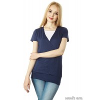 Блуза для кормящих "Индиана" Mum's Era, цвет индиго/белый