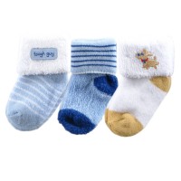 Махровые носочки для новорожденных "С аппликацией", голубой (3 пары)