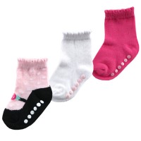 Носочки со стопперами "Туфелька", 3 пары (розовые)