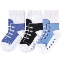 Носочки со стопперами Luvable Friends, 3 пары (голубые)