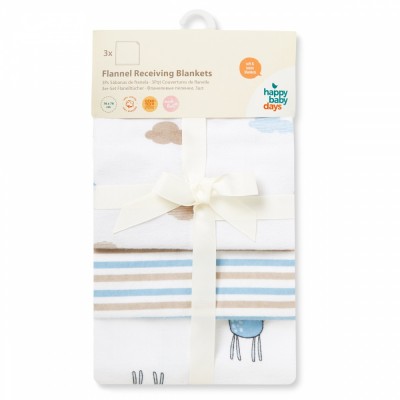 Комплект из 3 фланелевых пеленок "Жирафенок Уго" (76x76 см)