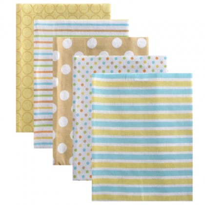 Комплект из 5 фланелевых пеленок Luvable Friends, цвет желтый, 71x71 см