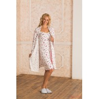 Комплект халат и сорочка на бретелях для беременных и кормящих Amata Madre Nuova Vita