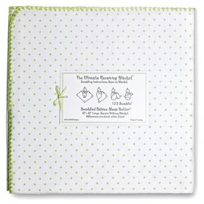 Фланелевая пеленка для новорожденного SwaddleDesigns Kiwi Polka Dot