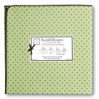 Фланелевая пеленка для новорожденного SwaddleDesigns Lime w/BR Dot