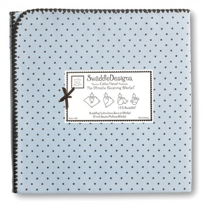 Фланелевая пеленка для новорожденного SwaddleDesigns Blue w/BR Dot