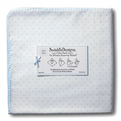 Фланелевая пеленка для новорожденного SwaddleDesigns Blue w/Blue Dot