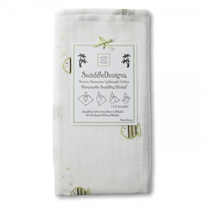 Пеленка детская тонкая SwaddleDesigns Маркизет Kiwi/Mocha Fish