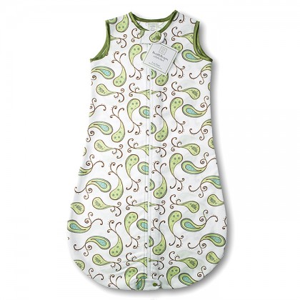 Фланелевый спальный мешок SwaddleDesigns zzZipMe Sack 6-12M Flannel Kiwi Paisley