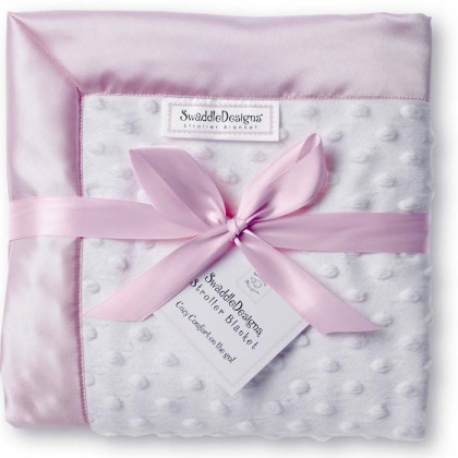 Плед детский флис SwaddleDesigns Stroller Blanket WH Plush/PK Velvet