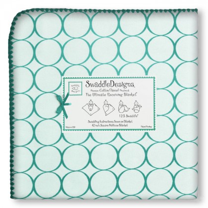 Фланелевая пеленка для новорожденного SwaddleDesigns Кружки -бирюза