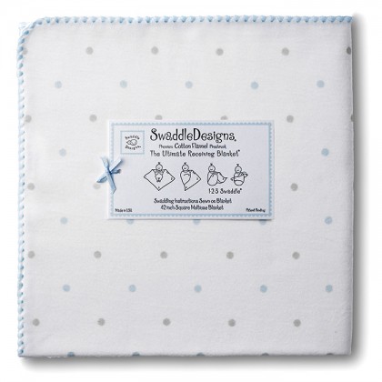 Фланелевая пеленка для новорожденного SwaddleDesigns BL/Sterling Lt Dot
